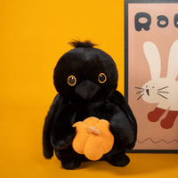 Nouvel arrivage de corbeau en peluche avec citrouille animal en peluche maison Halloween cadeau doux noir corbeau citrouille animal jouet