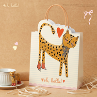 Sacs d'emballage en papier kraft classiques, durables, recyclables, réutilisables, personnalisables, en forme d'animaux mignons, avec poignées en corde de coton, vente en gros
