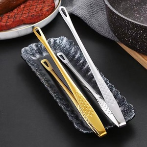 Double Korean Style Stainless Steel Food Clip Golden Long Handle Barbecue Steak Grilling Tool Heat Resistant Anti Slip - Product Image 1