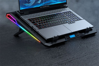 Support de refroidissement pour ordinateur portable de gaming RGB à prix d'usine avec écran LCD optionnel, deux grands ventilateurs, support de refroidissement noir pour ordinateur portable avec 2 ports USB