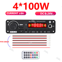 Placa Amplificadora de Plástico DC 8-26V 400W 4*100W con Decodificador MP3 BT5.0, USB/TF/FM/AUX, Compatible con Pantallas de 2-4 Pulgadas, Grabación de Llamadas, Audio para Auto y Hogar