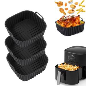 Colorful Reusable Silicone Air Fryer Liners - 8inch Square, suitable for 4-7 Qt air fryers, oven and <b>microwave</b> safe, easy to - Product Image 1