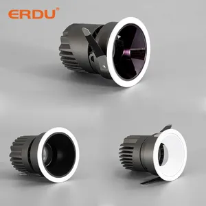 ERDU High Quality Dimmable Anti Glare Led Spot Light Led Cob Downlight Adjust Down Lights Design LED Down Light
