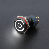 Logo personnalisé électronique 16mm oxyde d'aluminium noir bouton-poussoir LED autobloquant/momentané IP67 anneau alimentation 24V 12V
