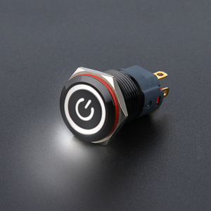 Özel Logo elektronik 16mm alüminyum oksit siyah basmalı düğme anahtarı <span class=keywords><strong>LED</strong></span> kendinden kilitleme/anlık IP67 halka güç kaynağı 24V 12V - Product Image 2
