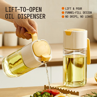Ouverture par Levage 2025 Nouveau Design 500ml Verre Dispenseur Huile Olive Bouteille Récipient 17oz Sauce Soja Vinaigre Huile V