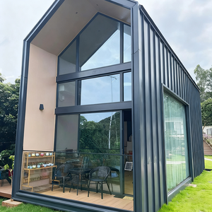 Maison préfabriquée moderne en conteneur, maison mobile de luxe avec toit en pente et fenêtre circulaire pour bureau de jardin design - Product Image 2