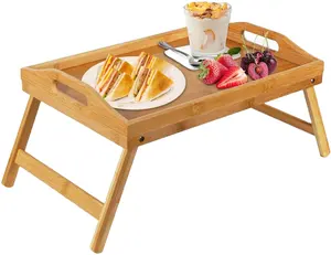 Popular Bed Tray Table Breakfast Serving Tray with Foldable Legs for Sofa Bed Food Eating Working Laptop Desk Snack Tray