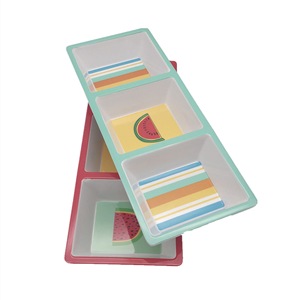 Servizio OEM vassoio da portata con scomparto in melamina a tre sezioni per la stampa personalizzata per la decorazione della festa - Product Image 5