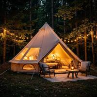 Tente de camping rapide à monter en tissu Oxford imperméable, monocouche, quatre saisons, 4m 5m 6m, avec sol en PVC et poteaux galvanisés