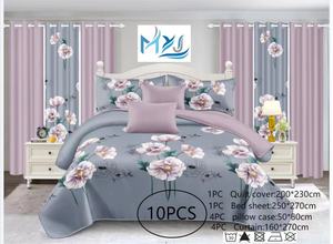 Американские стильные зеленые цветочные простыни и подходящие шторы с красочным цветочным узором для декора спальни - Product Image 5