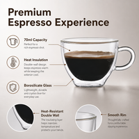 Vente flash - Tasse à café en verre borosilicate à double paroi, réutilisable, passe au micro-ondes et au lave-vaisselle