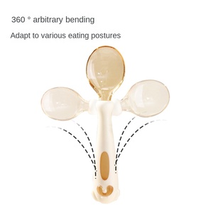 Venta al por mayor de vajilla de patrón sólido <span class=keywords><strong>para</strong></span> bebé, cuchara de suplemento alimenticio de aprendizaje, tenedor de entrenamiento <span class=keywords><strong>para</strong></span> bebé, traje de cuchara se puede doblar Material PP - Product Image 2