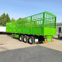 Semi-remorque de transport de bétail à quatre essieux en acier, 5-10 tonnes, pour bovins, ovins, volailles, avec clôture latérale, camion cargo mécanique