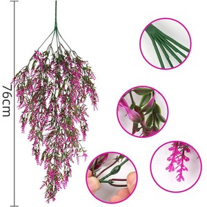 Nueva Decoración de Pared con Flores Artificiales de Lavanda, Guirnalda de Flores Falsas, Hojas Colgantes de Plástico - Product Image 4