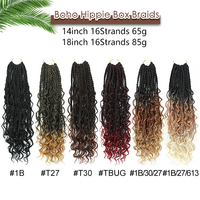 Vente en Gros de Locs Déesse Désordonnées, Tresses Boîte au Crochet, Cheveux Bohémiens Bouclés Ombrés Bordeaux Pré-Bouclés Style Boîte Tressée Rivière Bohème