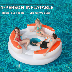 Isla Flotante Inflable de PVC para 4 Personas, Tumbona Circular para Piscina, Trono de Natación, Logotipo Personalizado, Diversión Acuática para Hoteles y Resorts - Product Image 2