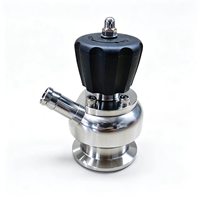 Vanne d'échantillonnage sanitaire aseptique manuelle SS316L avec port de raccordement à simple barbillon (DN10/15) pour applications alimentaires, pharmaceutiques et brassières