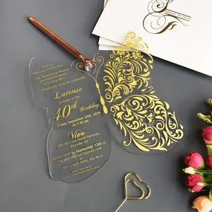 Popular Transparent Butterfly Shape acrylic invitations 1mm Custom Cheap Acrylic Wedding Invitation