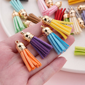 พู่ห้อยโลหะสีทองหุ้มหนังกลับเทียม สำหรับตกแต่งกระเป๋า สายคล้องโทรศัพท์ พวงกุญแจ DIY - Product Image 3