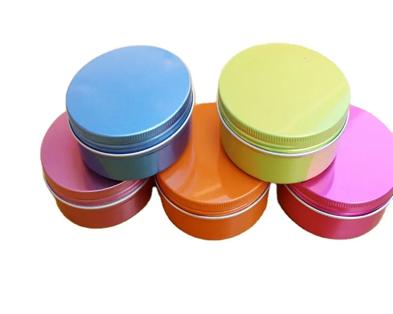 Benutzer definierte mehrere Farben und Größen Typ 2oz Runde Pillen dose Candy Mint Metal Jar Spice Candy Cream Blechdose Leere Dosen