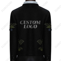 2026 Maßgefertigter OEM/ODM Logo Strick-Jacquard V-Ausschnitt Einreihige Übergröße Maßgeschneiderter Cardigan-Pullover für Herren