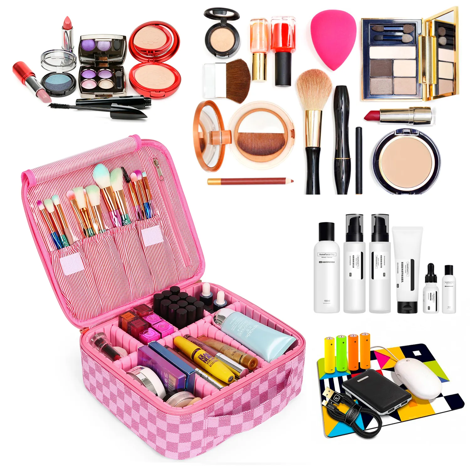 Dalam Stok Gratis Menerima LOGO Kustom Kecantikan PU Casing Makeup Imut Tas Kosmetik Travel Case untuk Wanita