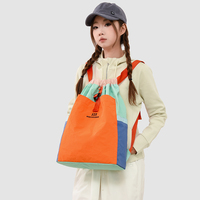 Sac à dos en nylon avec cordon de serrage, 3 couleurs, coutures cousues, imperméable, léger, pour hommes et femmes, décontracté, pour l'extérieur
