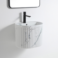 Lavabo de salle de bain en céramique à effet marbre personnalisé, Labavos Para Bano Suspendido, lavabo suspendu