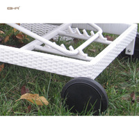 BHR-sun Chaise longue de plage en rotin de style américain avec roues métalliques, moderne, réglable et pliable, pour usage hôtelier extérieur