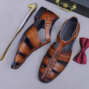 Zapatos de Cuero Retro para Hombre, Hebilla de Cuero Vacuno Genuino, Sandalias Abiertas para Negocios, Trabajo y Ocio - Product Image 1