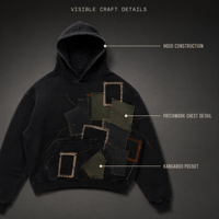 Hoodie Hitam Abstrak Original Ink Frost, Pullover Streetwear Gelap Berkilau untuk Musim Gugur Musim Dingin Grosir