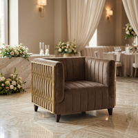 Fauteuil d'appoint en velours capitonné avec panneaux latéraux en métal pour salon et hôtel