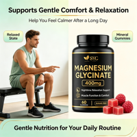 Suplemen Permen Kunyah SYC BIO Magnesium Glycinate untuk Kesehatan & Vitalitas Sehari-hari, 60 Permen Kunyah Bebas Gula, Label Pribadi ODM