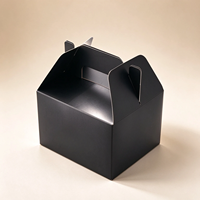 Boîtes à poignées en carton noir avec logo personnalisé en relief, emballage alimentaire de qualité alimentaire, boîtes à biscuits avec poignées