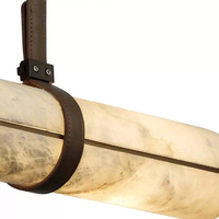 Lustre moderne en alabâtre noir de style espagnol, idéal pour salle à manger, restaurant, ou comme éclairage d'art pour la maison.