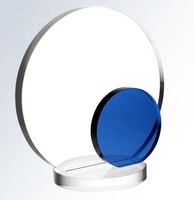 Trophée en verre bleu transparent personnalisé avec gravure des années, pour entreprise, anniversaire, récompense en verre, plaque de récompense en cristal