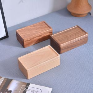Solid Wood Minimalist Jewelry Box Rectangle Portable <b>Storage</b> For <b>Rings</b> Earrings Necklaces Jewelry - Product Image 3