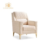 Canapé de style italien très simple, fauteuil pour salon, canapé en cuir Luna 2 pièces, ensemble moderne pour salon en ivoire