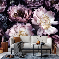 Paeonia Mural bunga 3d Wallpaper hitam bunga latar belakang Mural dinding untuk kamar tidur ruang tamu kamar anak perempuan kertas dinding