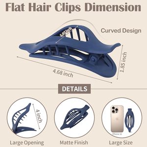 Clip per capelli con artiglio opaco Premium per donne in plastica per PC clip piatte per capelli spessi e sottili stile coreano per la guida multicolore - Product Image 6