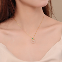 Collier pendentif feuille de ginkgo en argent sterling 925 avec fermoir de sécurité en jade, style chinois, bijoux de luxe léger, vente en gros