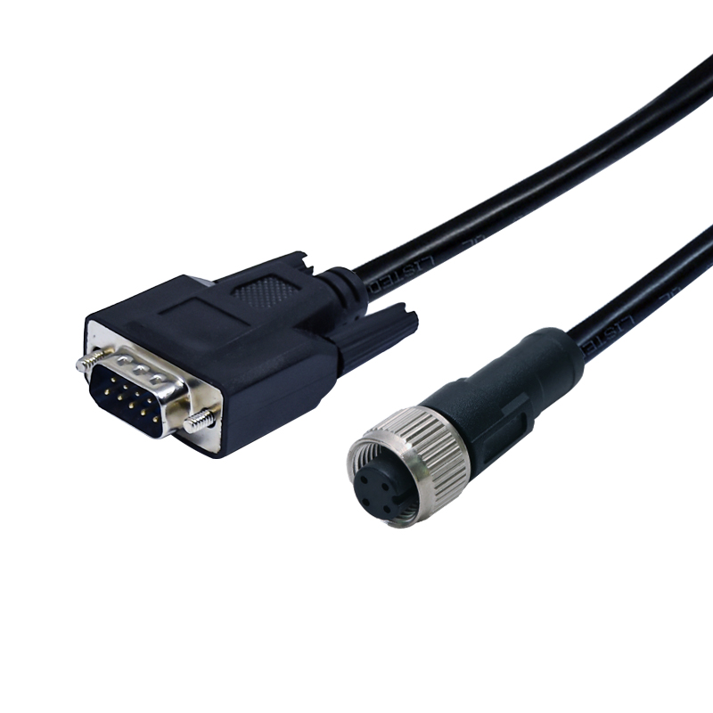 Female M12 Waterproof Connector D Sub To M12 A Code 5pin Connector For Automotive