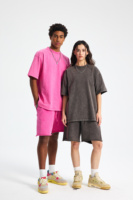 Ensemble short et t-shirt oversize pour homme, streetwear de haute qualité, 100% coton, lavage personnalisé, été