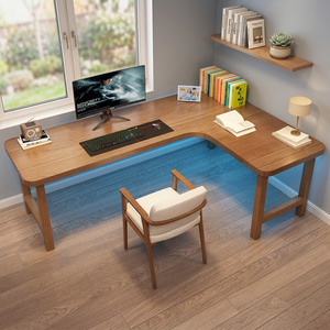 Walnut Solid Wood <b>L</b>-<b>Shaped</b> Executive <b>Desk</b> with Spacious Work Surface for <b>Office</b> Home Study Manager Use - Product Image 2