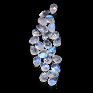 High Quality Pear Cut Rainbow Moonstone Gems Loose Gemstone Facet For Jewelry