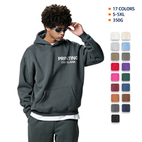 Hoodie DTG Custom Heavyweight 350gsm Oversized Fit Streetwear Pullover Berlapis Fleece Tanpa Tali Serut