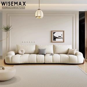 أثاث WISEMAX حديث ردهة فندق الشمال صالون مكتب منزلي أرجل خشبية أريكة قماش كريم مرطب لغرفة المعيشة - Product Image 2