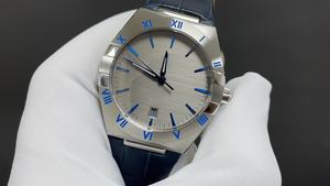 Montre mécanique automatique de luxe à aiguilles bleues, logo personnalisé, vente en gros, montre-bracelet en acier inoxydable de haute qualité - Product Image 2