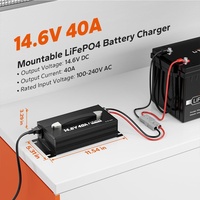 Chargeur de batterie LiFePO4 14,6 V 40 A pour batteries LiFePO4 4S 12 V 12,8 V 50 Ah 100 Ah, chargeur de batterie LiFePO4 14,6 V